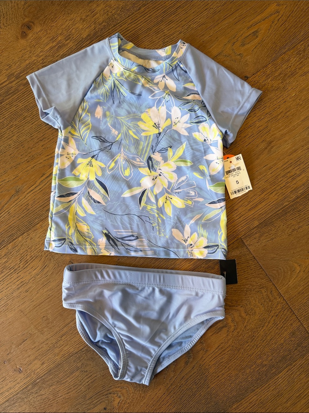 Ideology Light Blue Floral Rashguard Swim Set